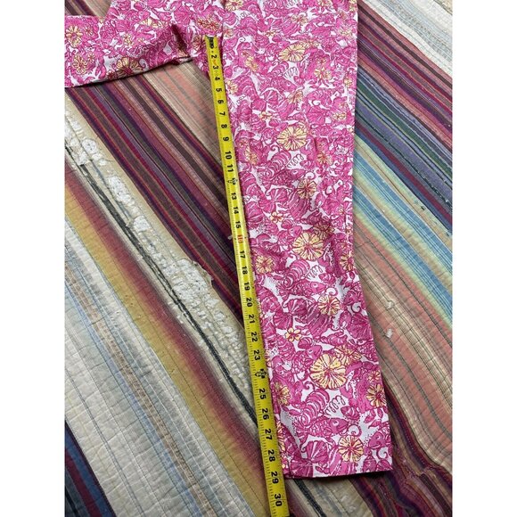 Lilly Pulitzer Womens Whitney Resort Pink Chum Bucket Roll Up Pants Size 10 - Picture 7 of 9